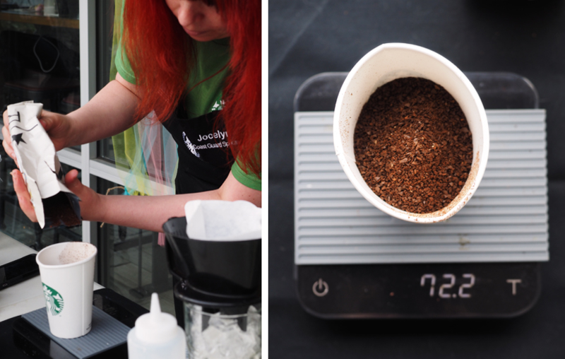 Weigh out 72 grams of coarsely ground coffee